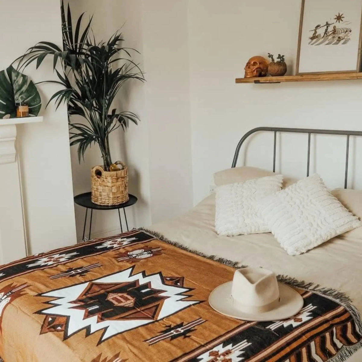 Terracotta – Plaid Tissé Aztèque Réversible