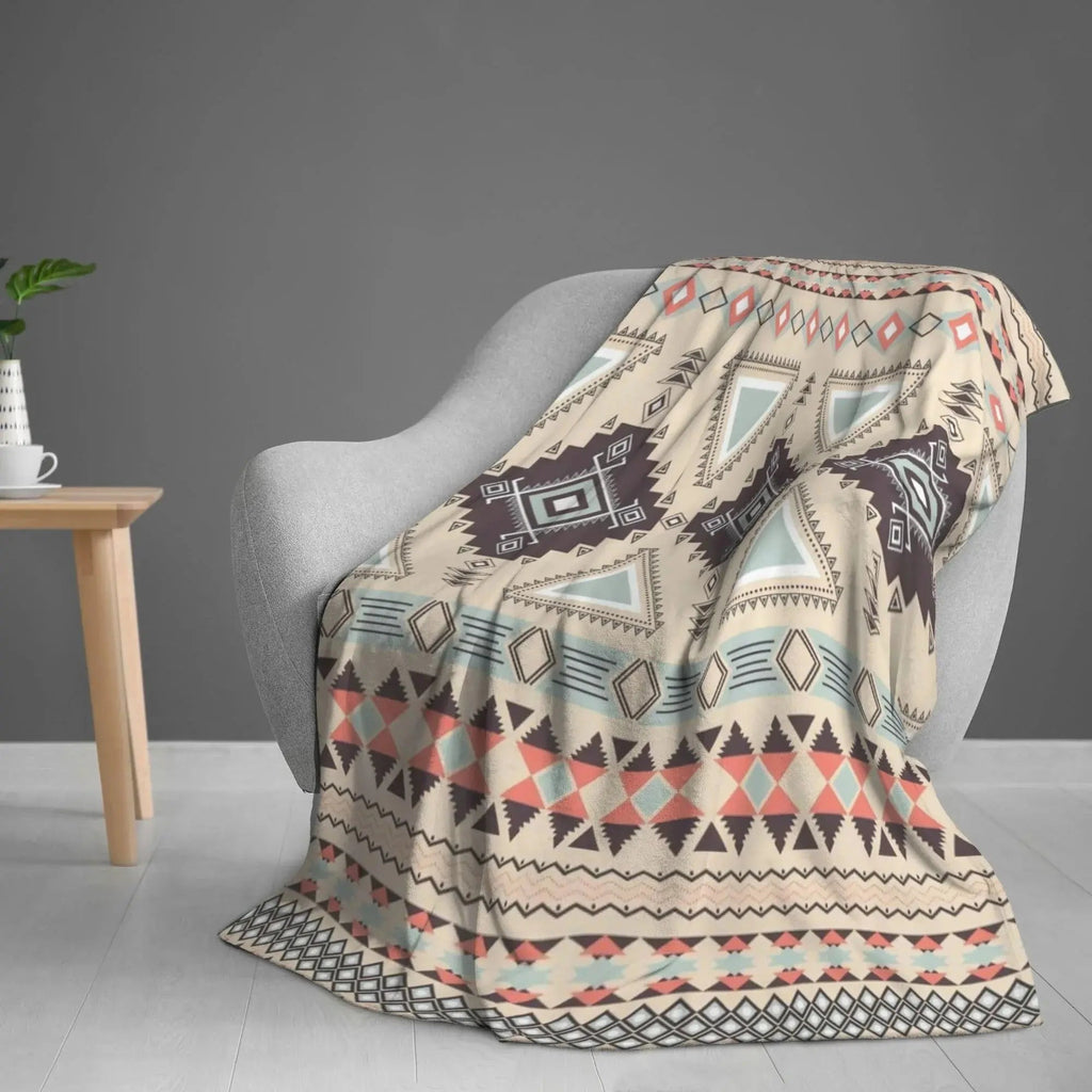 Sahara – Plaid Coton Tissé Aztèque à Franges
