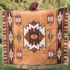 Terracotta – Plaid Tissé Aztèque Réversible
