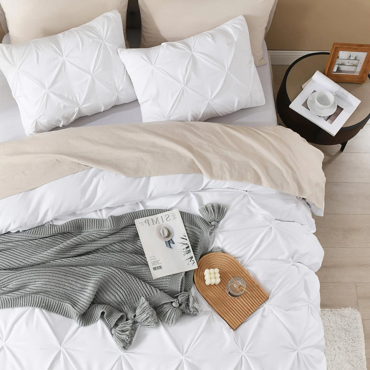 Charme – Housse de Couette Plissée avec Taies