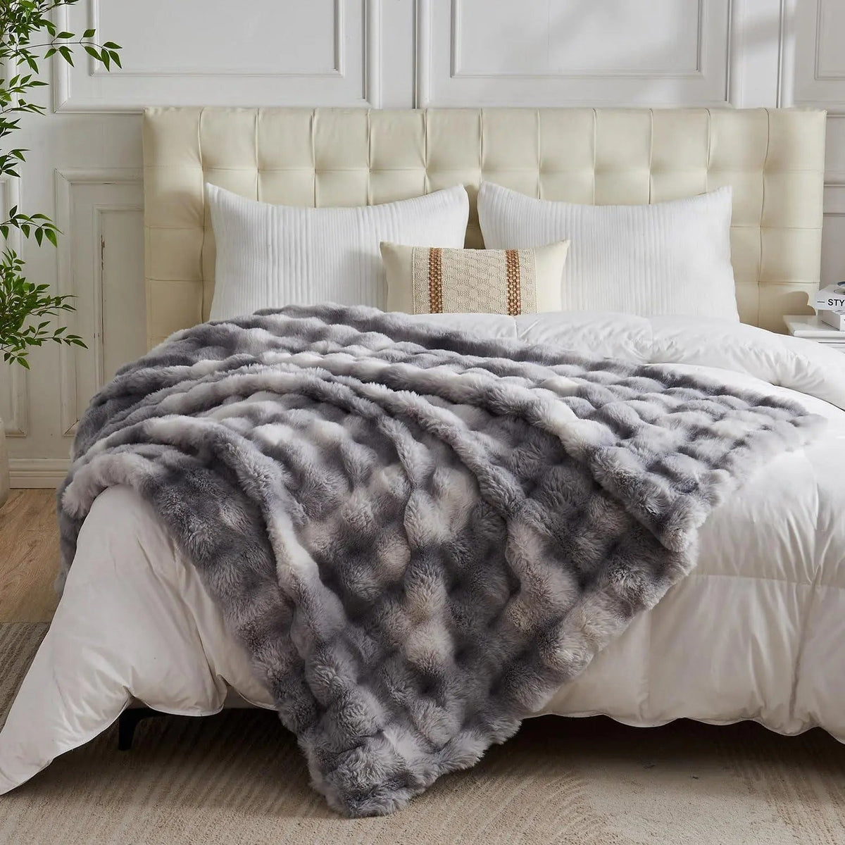 Aurore – Plaid Fausse Fourrure Tie & Dye