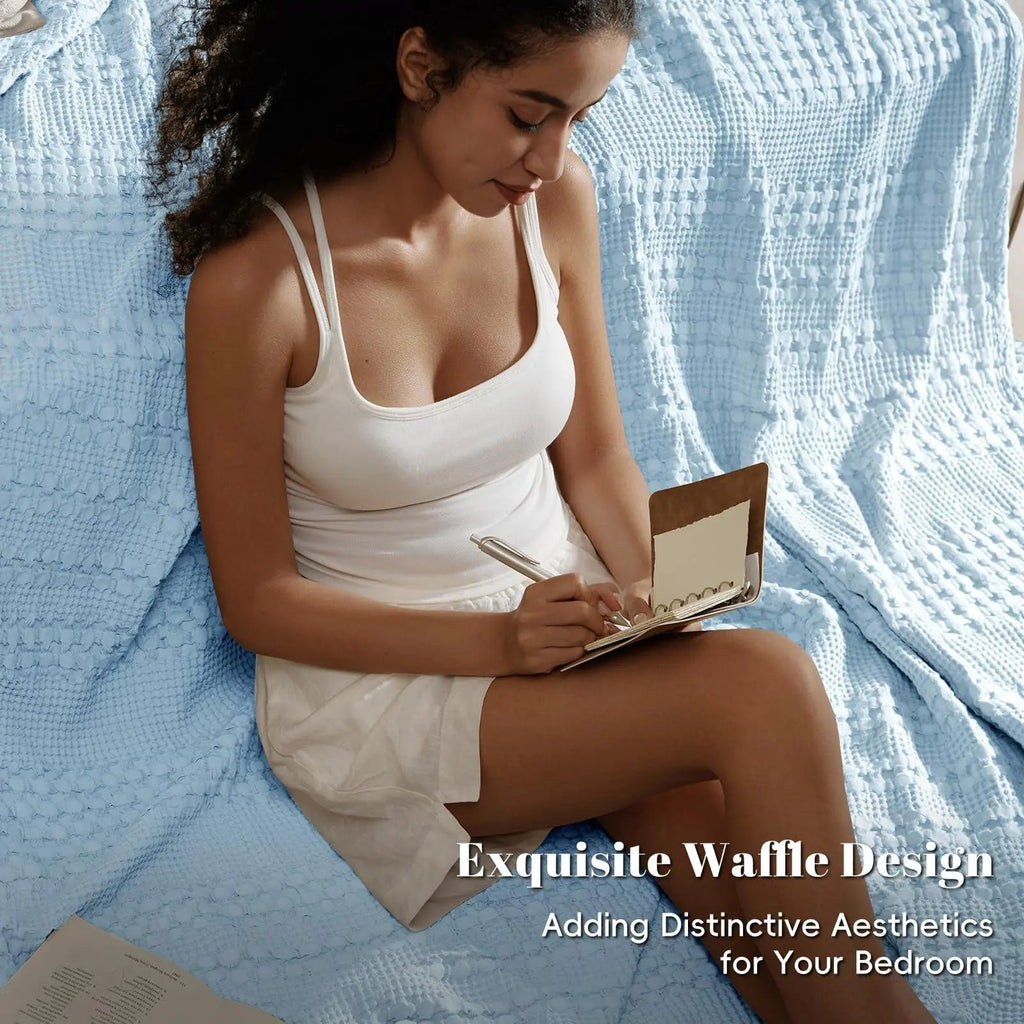 Gaufrette – Couverture Nid d'Abeille en Coton Respirant