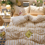 Pastel – Parure de Lit Couette en Crêpe de Coton Rayée