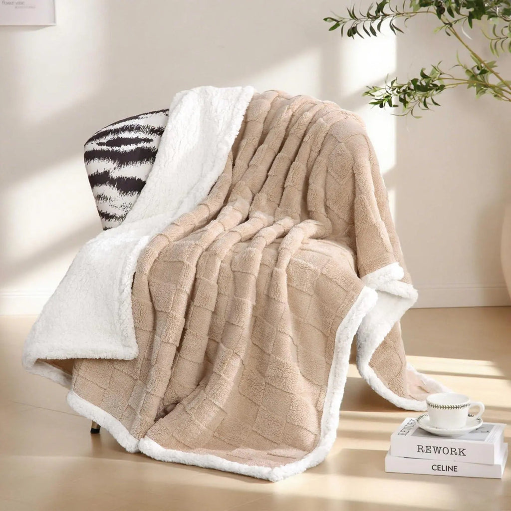 Guimauve – Plaid Sherpa Flanelle Réversible