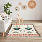 Sahara – Plaid Coton Tissé Aztèque à Franges