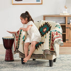 Sahara – Plaid Coton Tissé Aztèque à Franges