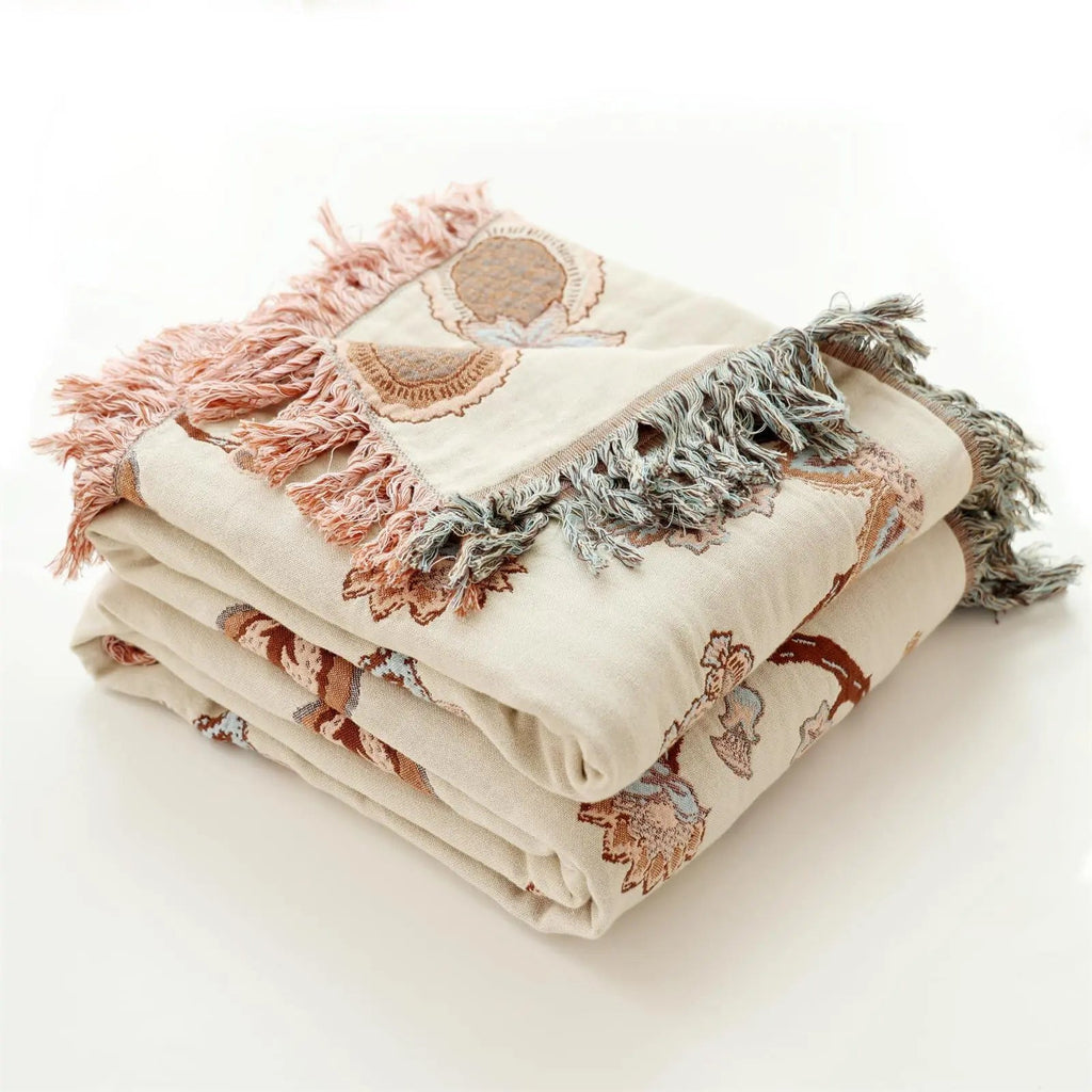 Sahara – Plaid Coton Tissé Aztèque à Franges