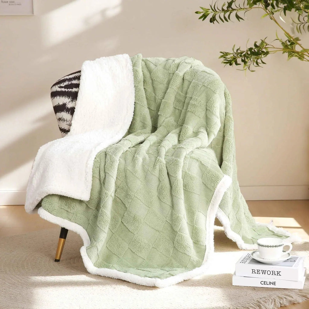 Guimauve – Plaid Sherpa Flanelle Réversible