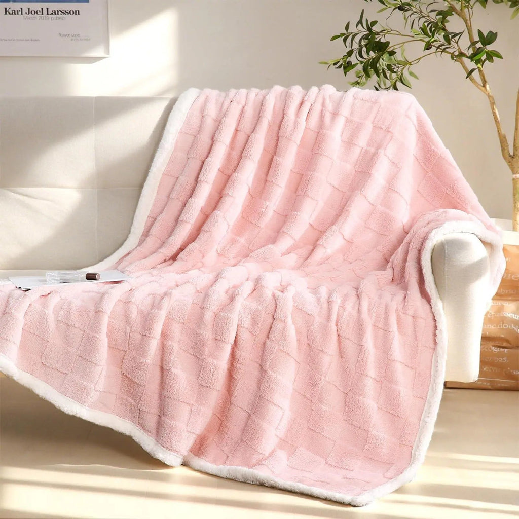 Guimauve – Plaid Sherpa Flanelle Réversible