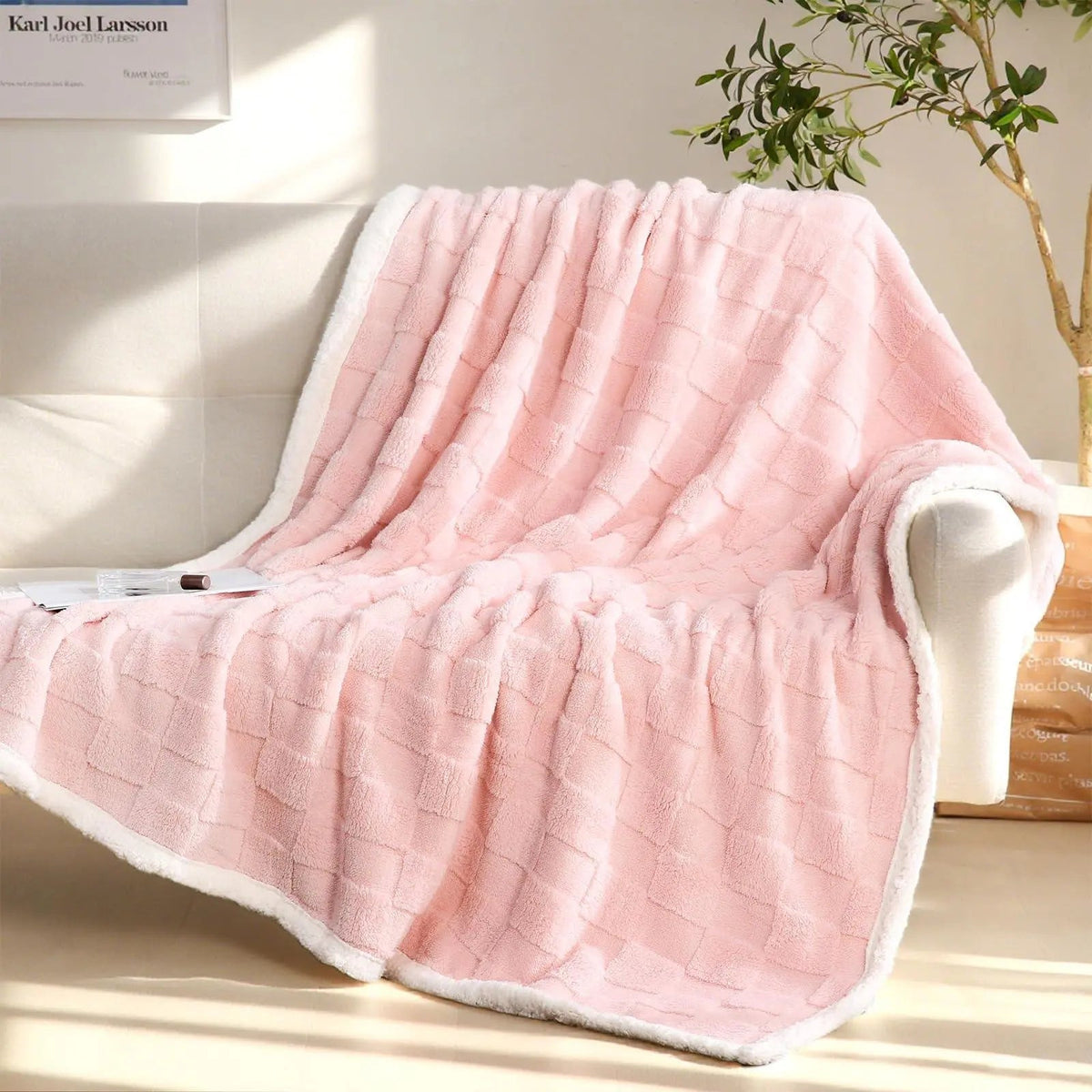 Guimauve – Plaid Sherpa Flanelle Réversible