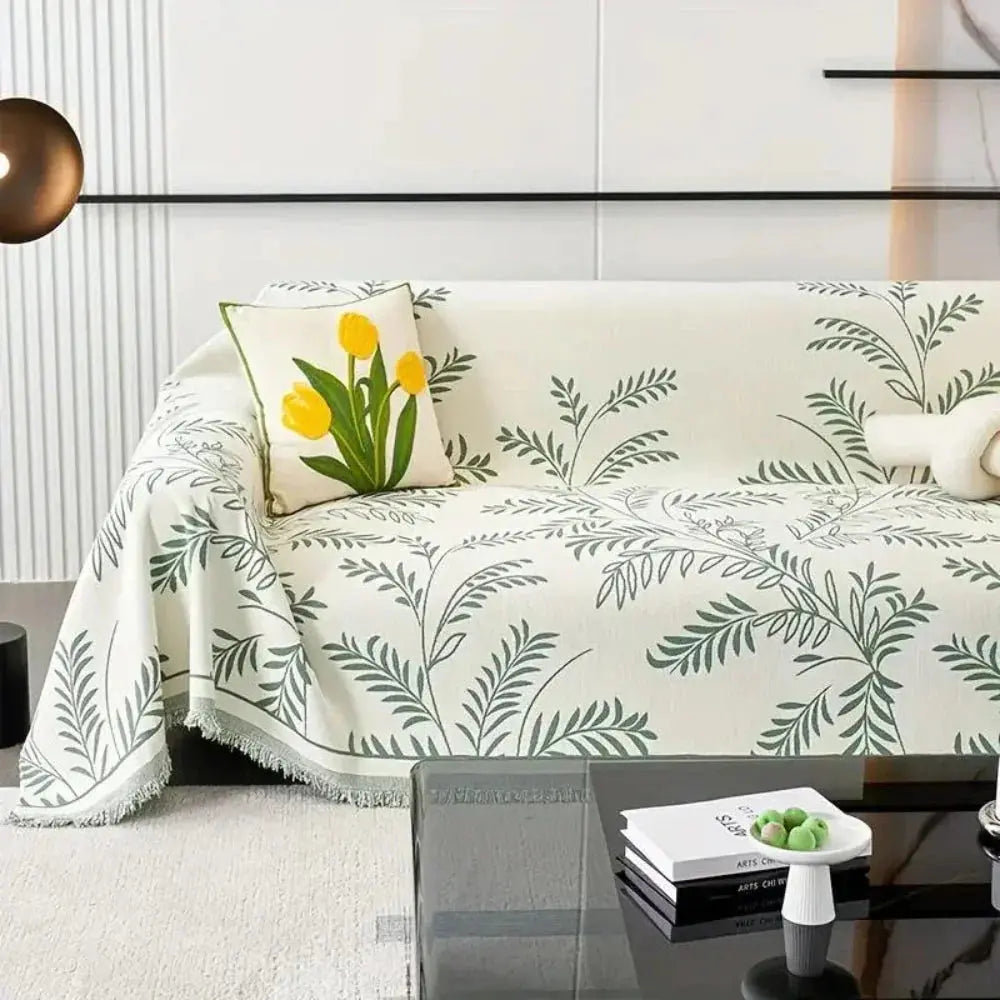 Feuillage – Jeté de Canapé Chenille Jacquard