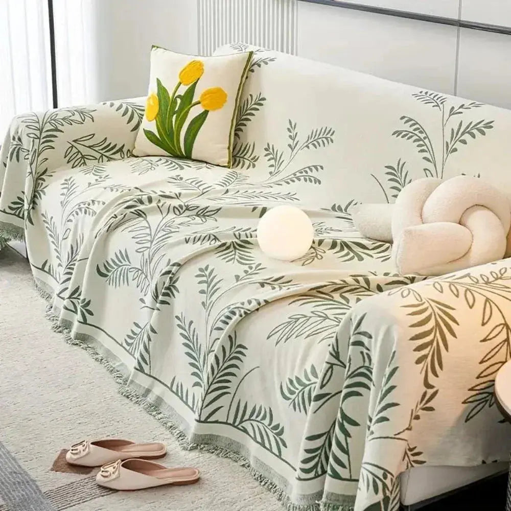 Feuillage – Jeté de Canapé Chenille Jacquard