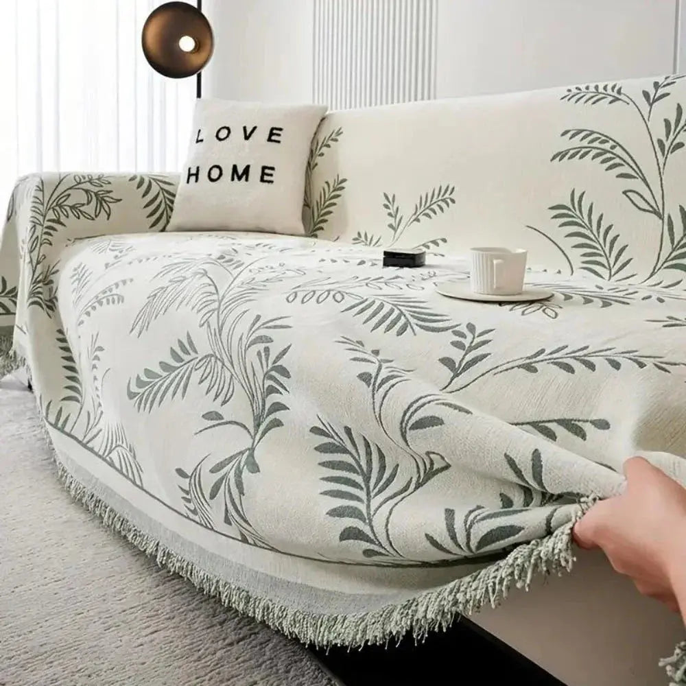 Feuillage – Jeté de Canapé Chenille Jacquard