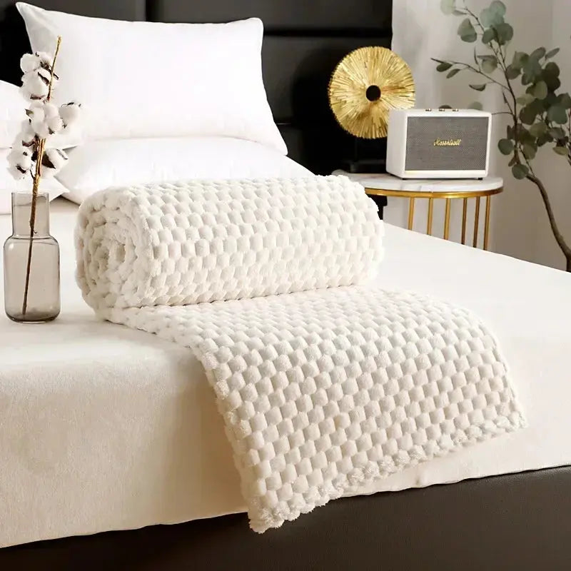 Cumulus – Couverture Flanelle Jacquard Nuages 3D