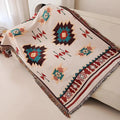 Sahara – Plaid Coton Tissé Aztèque à Franges