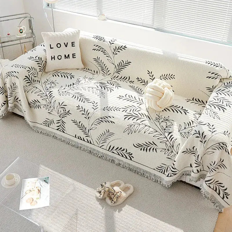 Feuillage – Jeté de Canapé Chenille Jacquard