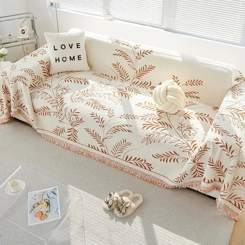 Feuillage – Jeté de Canapé Chenille Jacquard