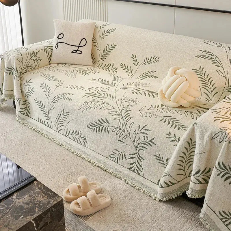 Feuillage – Jeté de Canapé Chenille Jacquard