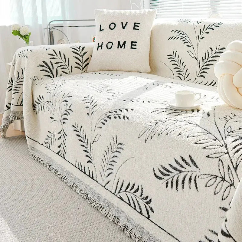 Feuillage – Jeté de Canapé Chenille Jacquard