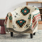 Sahara – Plaid Coton Tissé Aztèque à Franges
