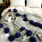 Bulle – Plaid Crochet Coton Cachemire à Pompons