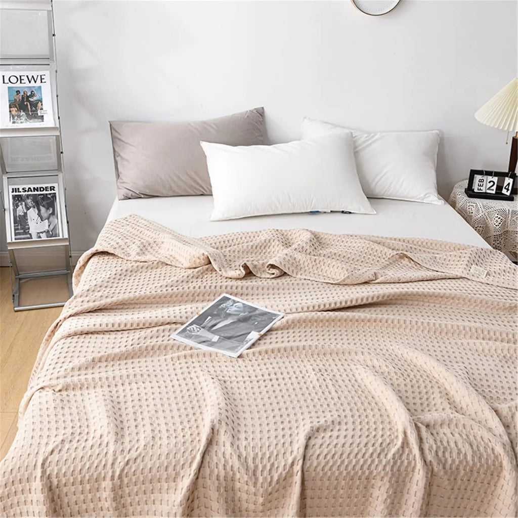 Gaufrette – Couverture Nid d'Abeille en Coton Respirant