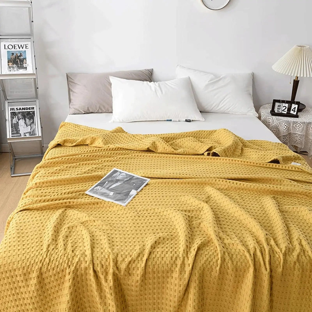 Gaufrette – Couverture Nid d'Abeille en Coton Respirant