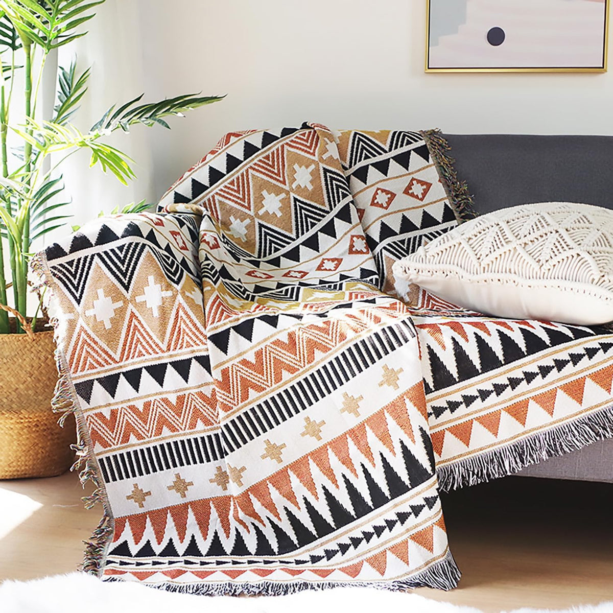Nomade – Plaid Décoratif Bohème Tissé